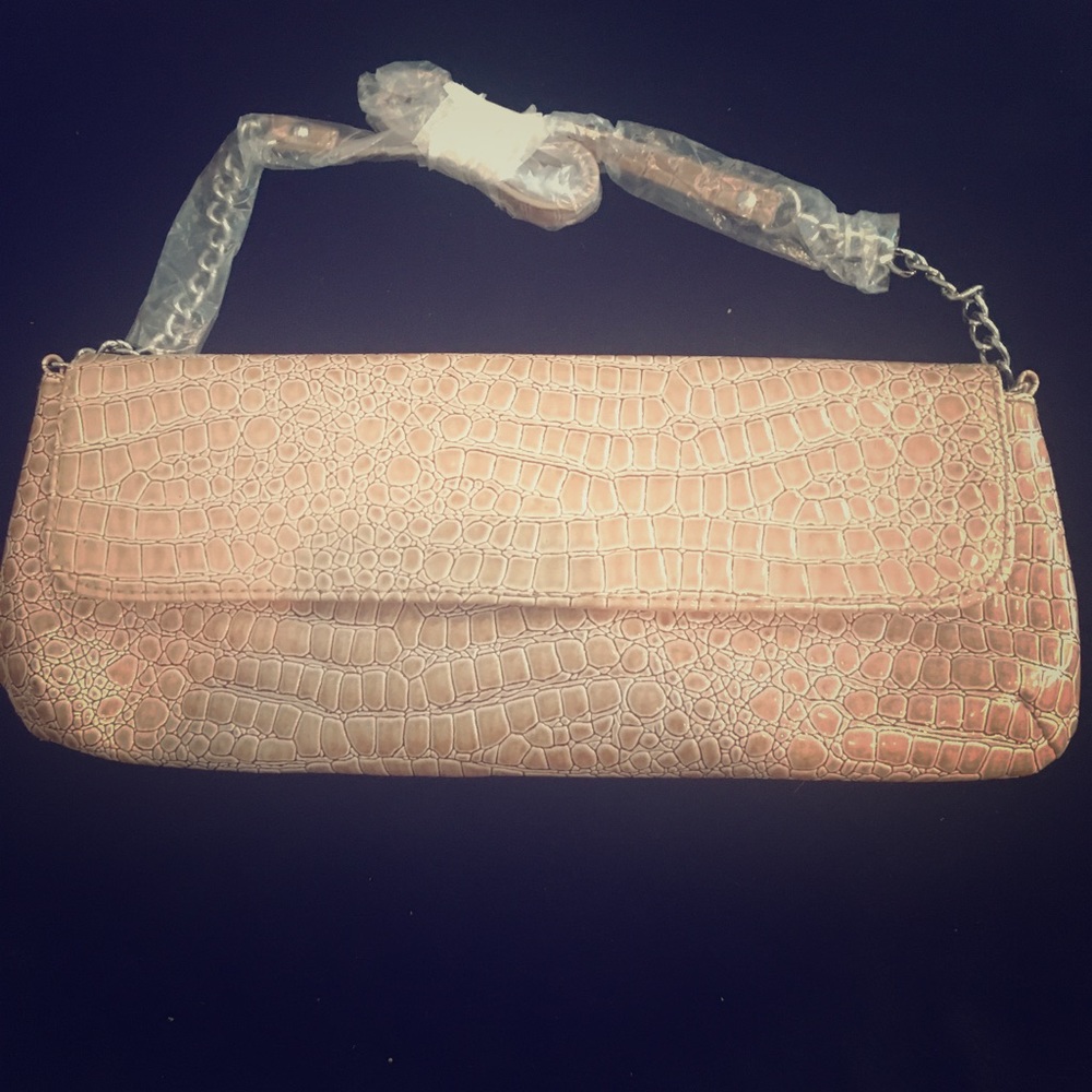 Small Beige Clutch Bag with Crossover Strap